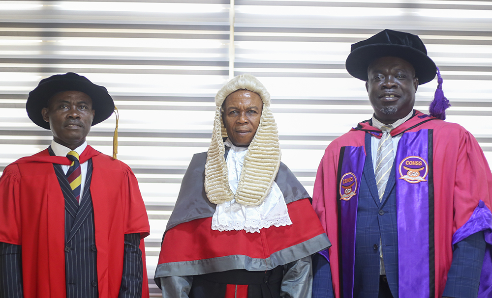 From Left: Dr. Chris Adomako-kwakye, Acting Dean, Faculty of Law, His Lordship Justice Kofi Akrowiah, High Court Judge, Ghana, Professor Charles Ofosu Marfo, Provost, College of Humanities and Social Science
